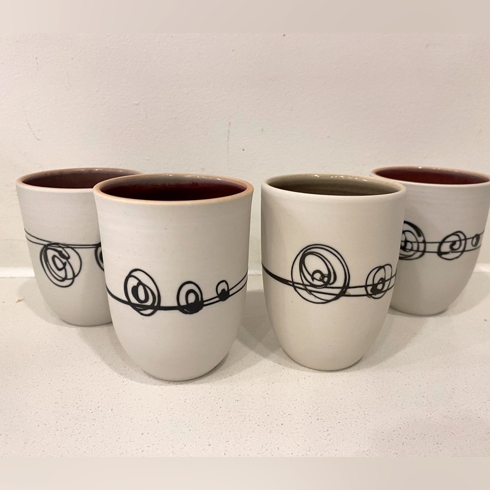Elizabeth Hamel Porcelain Glasses x 4